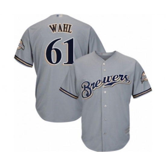 Youth Milwaukee Brewers #61 Bobby Wahl Authentic Grey Road Cool Base Baseball Player Jersey Youth Milwaukee Brewers #61 Bobby Wahl Authentic Grey Road Cool Base Baseball Player Jersey