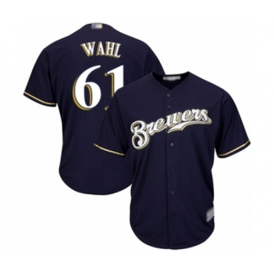 Youth Milwaukee Brewers #61 Bobby Wahl Authentic Navy Blue Alternate Cool Base Baseball Player Jersey Youth Milwaukee Brewers #61 Bobby Wahl Authentic Navy Blue Alternate Cool Base Baseball Player Jersey
