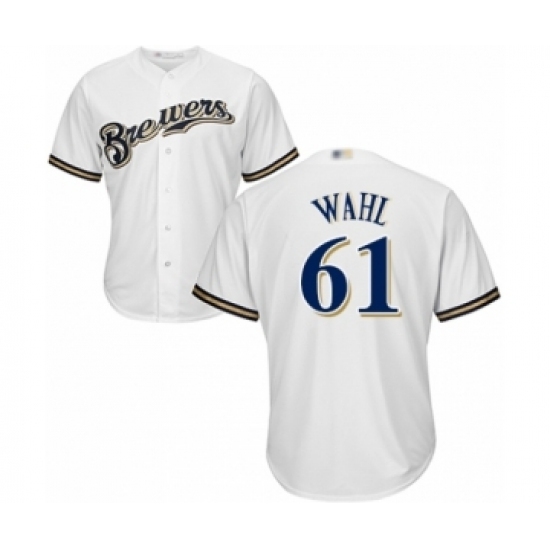 Youth Milwaukee Brewers #61 Bobby Wahl Authentic White Home Cool Base Baseball Player Jersey Youth Milwaukee Brewers #61 Bobby Wahl Authentic White Home Cool Base Baseball Player Jersey