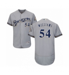 Men's Milwaukee Brewers #54 Taylor Williams Grey Road Flex Base Authentic Collection Baseball Player Jersey
