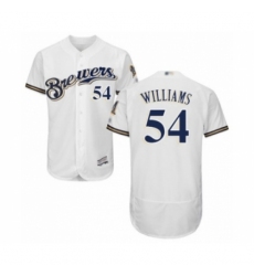 Men's Milwaukee Brewers #54 Taylor Williams White Alternate Flex Base Authentic Collection Baseball Player Jersey