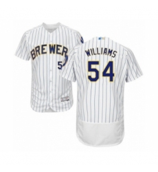 Men's Milwaukee Brewers #54 Taylor Williams White Home Flex Base Authentic Collection Baseball Player Jersey