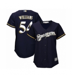 Women's Milwaukee Brewers #54 Taylor Williams Authentic Navy Blue Alternate Cool Base Baseball Player Jersey