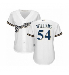 Women's Milwaukee Brewers #54 Taylor Williams Authentic White Home Cool Base Baseball Player Jersey