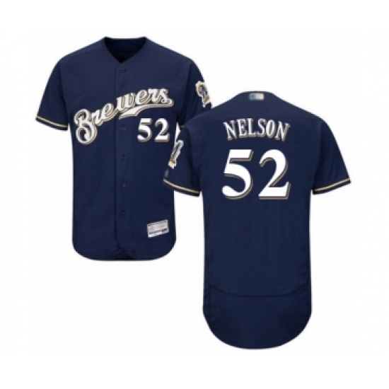 Men's Milwaukee Brewers #52 Jimmy Nelson Navy Blue Alternate Flex Base Authentic Collection Baseball Player Jersey Men's Milwaukee Brewers #52 Jimmy Nelson Navy Blue Alternate Flex Base Authentic Collection Baseball Player Jersey