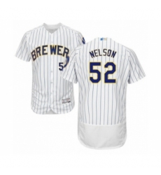 Men's Milwaukee Brewers #52 Jimmy Nelson White Home Flex Base Authentic Collection Baseball Player Jersey Men's Milwaukee Brewers #52 Jimmy Nelson White Home Flex Base Authentic Collection Baseball Player Jersey
