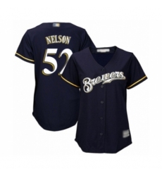 Women's Milwaukee Brewers #52 Jimmy Nelson Authentic Navy Blue Alternate Cool Base Baseball Player Jersey