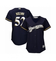 Women's Milwaukee Brewers #52 Jimmy Nelson Authentic Navy Blue Alternate Cool Base Baseball Player Jersey Women's Milwaukee Brewers #52 Jimmy Nelson Authentic Navy Blue Alternate Cool Base Baseball Player Jersey