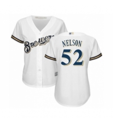Women's Milwaukee Brewers #52 Jimmy Nelson Authentic White Home Cool Base Baseball Player Jersey Women's Milwaukee Brewers #52 Jimmy Nelson Authentic White Home Cool Base Baseball Player Jersey