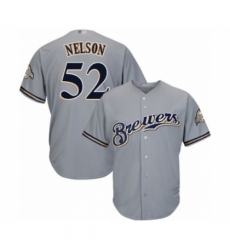Youth Milwaukee Brewers #52 Jimmy Nelson Authentic Grey Road Cool Base Baseball Player Jersey