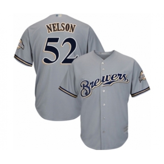 Youth Milwaukee Brewers #52 Jimmy Nelson Authentic Grey Road Cool Base Baseball Player Jersey Youth Milwaukee Brewers #52 Jimmy Nelson Authentic Grey Road Cool Base Baseball Player Jersey