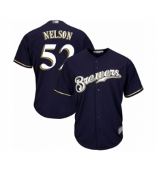 Youth Milwaukee Brewers #52 Jimmy Nelson Authentic Navy Blue Alternate Cool Base Baseball Player Jersey