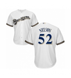 Youth Milwaukee Brewers #52 Jimmy Nelson Authentic White Home Cool Base Baseball Player Jersey