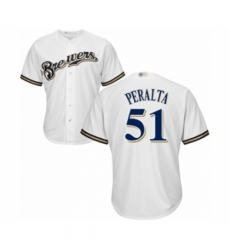 Youth Milwaukee Brewers #51 Freddy Peralta Authentic White Home Cool Base Baseball Player Jersey Youth Milwaukee Brewers #51 Freddy Peralta Authentic White Home Cool Base Baseball Player Jersey