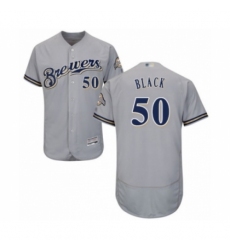 Men's Milwaukee Brewers #50 Ray Black Grey Road Flex Base Authentic Collection Baseball Player Jersey Men's Milwaukee Brewers #50 Ray Black Grey Road Flex Base Authentic Collection Baseball Player Jersey