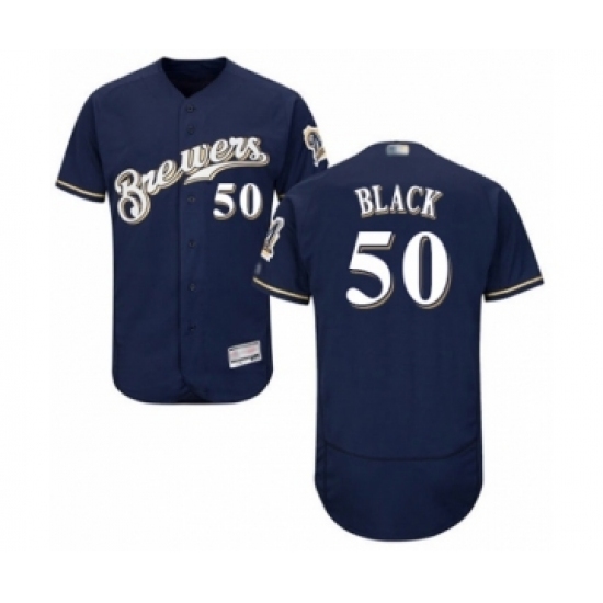 Men's Milwaukee Brewers #50 Ray Black Navy Blue Alternate Flex Base Authentic Collection Baseball Player Jersey Men's Milwaukee Brewers #50 Ray Black Navy Blue Alternate Flex Base Authentic Collection Baseball Player Jersey