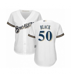 Women's Milwaukee Brewers #50 Ray Black Authentic White Home Cool Base Baseball Player Jersey Women's Milwaukee Brewers #50 Ray Black Authentic White Home Cool Base Baseball Player Jersey