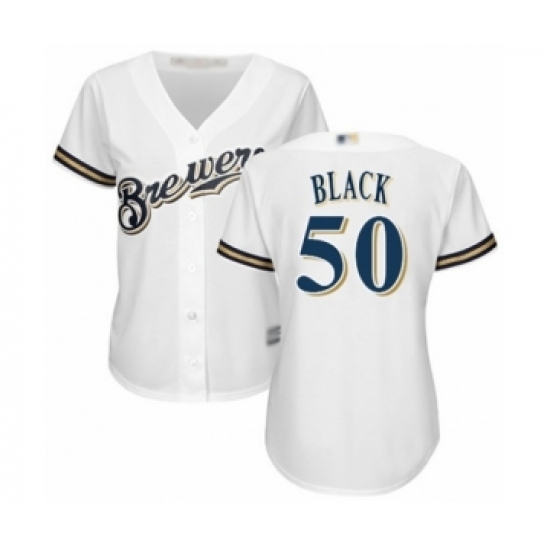 Women's Milwaukee Brewers #50 Ray Black Authentic White Home Cool Base Baseball Player Jersey Women's Milwaukee Brewers #50 Ray Black Authentic White Home Cool Base Baseball Player Jersey