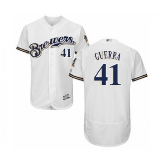 Men's Milwaukee Brewers #41 Junior Guerra White Alternate Flex Base Authentic Collection Baseball Player Jersey Men's Milwaukee Brewers #41 Junior Guerra White Alternate Flex Base Authentic Collection Baseball Player Jersey