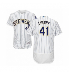 Men's Milwaukee Brewers #41 Junior Guerra White Home Flex Base Authentic Collection Baseball Player Jersey Men's Milwaukee Brewers #41 Junior Guerra White Home Flex Base Authentic Collection Baseball Player Jersey