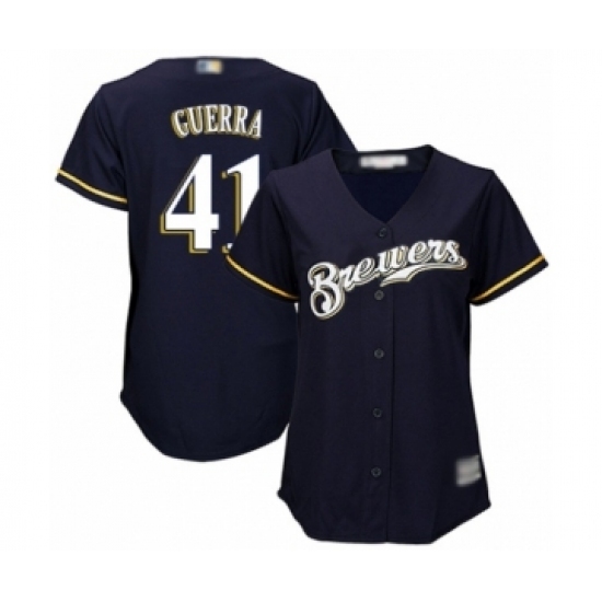 Women's Milwaukee Brewers #41 Junior Guerra Authentic Navy Blue Alternate Cool Base Baseball Player Jersey Women's Milwaukee Brewers #41 Junior Guerra Authentic Navy Blue Alternate Cool Base Baseball Player Jersey