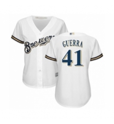 Women's Milwaukee Brewers #41 Junior Guerra Authentic White Home Cool Base Baseball Player Jersey Women's Milwaukee Brewers #41 Junior Guerra Authentic White Home Cool Base Baseball Player Jersey
