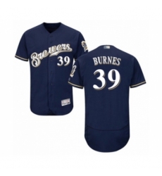 Men's Milwaukee Brewers #39 Corbin Burnes Navy Blue Alternate Flex Base Authentic Collection Baseball Player Jersey