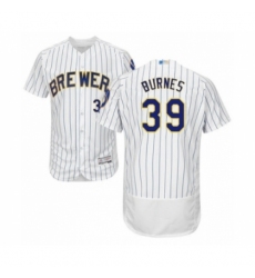 Men's Milwaukee Brewers #39 Corbin Burnes White Home Flex Base Authentic Collection Baseball Player Jersey