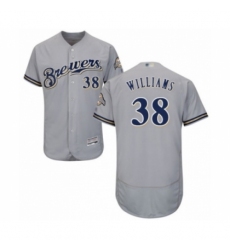 Men's Milwaukee Brewers #38 Devin Williams Grey Road Flex Base Authentic Collection Baseball Player Jersey Men's Milwaukee Brewers #38 Devin Williams Grey Road Flex Base Authentic Collection Baseball Player Jersey