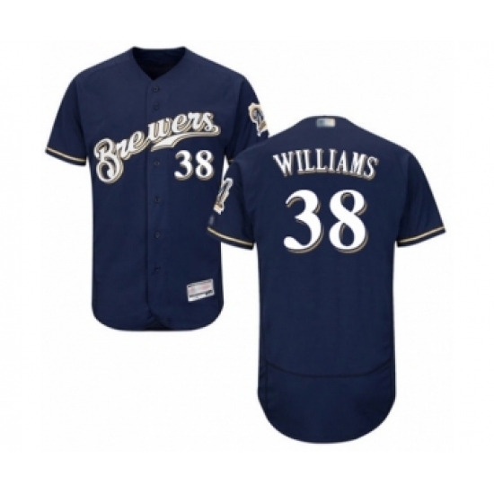 Men's Milwaukee Brewers #38 Devin Williams Navy Blue Alternate Flex Base Authentic Collection Baseball Player Jersey Men's Milwaukee Brewers #38 Devin Williams Navy Blue Alternate Flex Base Authentic Collection Baseball Player Jersey