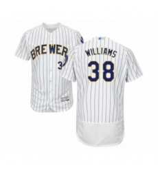Men's Milwaukee Brewers #38 Devin Williams White Home Flex Base Authentic Collection Baseball Player Jersey Men's Milwaukee Brewers #38 Devin Williams White Home Flex Base Authentic Collection Baseball Player Jersey