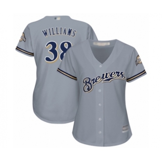 Women's Milwaukee Brewers #38 Devin Williams Authentic Grey Road Cool Base Baseball Player Jersey Women's Milwaukee Brewers #38 Devin Williams Authentic Grey Road Cool Base Baseball Player Jersey