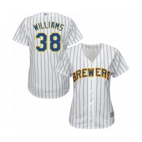 Women's Milwaukee Brewers #38 Devin Williams Authentic White Alternate Cool Base Baseball Player Jersey Women's Milwaukee Brewers #38 Devin Williams Authentic White Alternate Cool Base Baseball Player Jersey