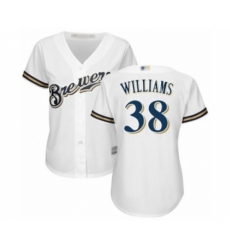 Women's Milwaukee Brewers #38 Devin Williams Authentic White Home Cool Base Baseball Player Jersey Women's Milwaukee Brewers #38 Devin Williams Authentic White Home Cool Base Baseball Player Jersey
