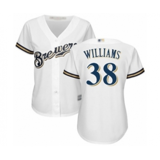 Women's Milwaukee Brewers #38 Devin Williams Authentic White Home Cool Base Baseball Player Jersey Women's Milwaukee Brewers #38 Devin Williams Authentic White Home Cool Base Baseball Player Jersey