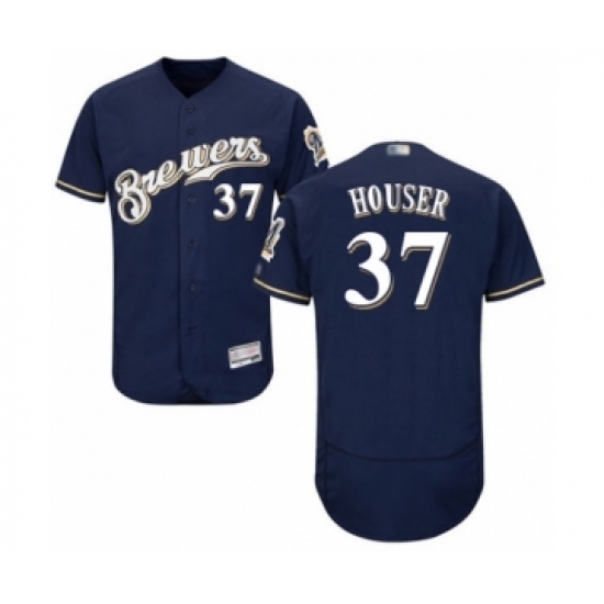 Men's Milwaukee Brewers #37 Adrian Houser Navy Blue Alternate Flex Base Authentic Collection Baseball Player Jersey Men's Milwaukee Brewers #37 Adrian Houser Navy Blue Alternate Flex Base Authentic Collection Baseball Player Jersey