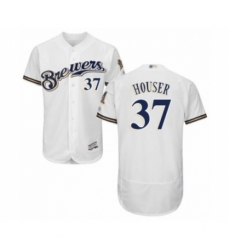 Men's Milwaukee Brewers #37 Adrian Houser White Alternate Flex Base Authentic Collection Baseball Player Jersey Men's Milwaukee Brewers #37 Adrian Houser White Alternate Flex Base Authentic Collection Baseball Player Jersey