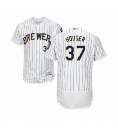 Men's Milwaukee Brewers #37 Adrian Houser White Home Flex Base Authentic Collection Baseball Player Jersey Men's Milwaukee Brewers #37 Adrian Houser White Home Flex Base Authentic Collection Baseball Player Jersey