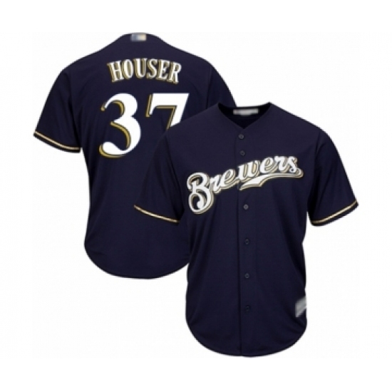 Youth Milwaukee Brewers #37 Adrian Houser Authentic Navy Blue Alternate Cool Base Baseball Player Jersey Youth Milwaukee Brewers #37 Adrian Houser Authentic Navy Blue Alternate Cool Base Baseball Player Jersey
