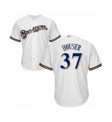 Youth Milwaukee Brewers #37 Adrian Houser Authentic White Home Cool Base Baseball Player Jersey Youth Milwaukee Brewers #37 Adrian Houser Authentic White Home Cool Base Baseball Player Jersey