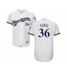 Men's Milwaukee Brewers #36 Jake Faria White Alternate Flex Base Authentic Collection Baseball Player Jersey Men's Milwaukee Brewers #36 Jake Faria White Alternate Flex Base Authentic Collection Baseball Player Jersey