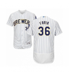 Men's Milwaukee Brewers #36 Jake Faria White Home Flex Base Authentic Collection Baseball Player Jersey Men's Milwaukee Brewers #36 Jake Faria White Home Flex Base Authentic Collection Baseball Player Jersey