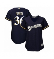 Women's Milwaukee Brewers #36 Jake Faria Authentic Navy Blue Alternate Cool Base Baseball Player Jersey Women's Milwaukee Brewers #36 Jake Faria Authentic Navy Blue Alternate Cool Base Baseball Player Jersey