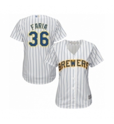 Women's Milwaukee Brewers #36 Jake Faria Authentic White Alternate Cool Base Baseball Player Jersey Women's Milwaukee Brewers #36 Jake Faria Authentic White Alternate Cool Base Baseball Player Jersey