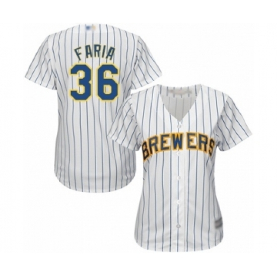 Women's Milwaukee Brewers #36 Jake Faria Authentic White Alternate Cool Base Baseball Player Jersey Women's Milwaukee Brewers #36 Jake Faria Authentic White Alternate Cool Base Baseball Player Jersey