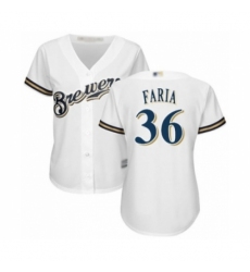 Women's Milwaukee Brewers #36 Jake Faria Authentic White Home Cool Base Baseball Player Jersey Women's Milwaukee Brewers #36 Jake Faria Authentic White Home Cool Base Baseball Player Jersey