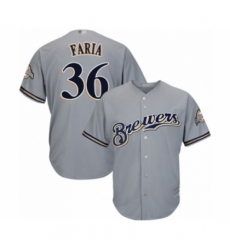 Youth Milwaukee Brewers #36 Jake Faria Authentic Grey Road Cool Base Baseball Player Jersey Youth Milwaukee Brewers #36 Jake Faria Authentic Grey Road Cool Base Baseball Player Jersey