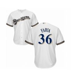 Youth Milwaukee Brewers #36 Jake Faria Authentic White Home Cool Base Baseball Player Jersey Youth Milwaukee Brewers #36 Jake Faria Authentic White Home Cool Base Baseball Player Jersey