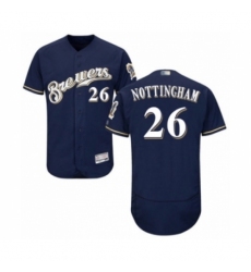 Men's Milwaukee Brewers #26 Jacob Nottingham Navy Blue Alternate Flex Base Authentic Collection Baseball Player Jersey Men's Milwaukee Brewers #26 Jacob Nottingham Navy Blue Alternate Flex Base Authentic Collection Baseball Player Jersey