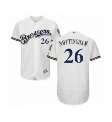 Men's Milwaukee Brewers #26 Jacob Nottingham White Alternate Flex Base Authentic Collection Baseball Player Jersey Men's Milwaukee Brewers #26 Jacob Nottingham White Alternate Flex Base Authentic Collection Baseball Player Jersey